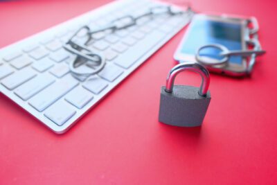 The lock and keyboard symbolize the importance of digital security and data protection today